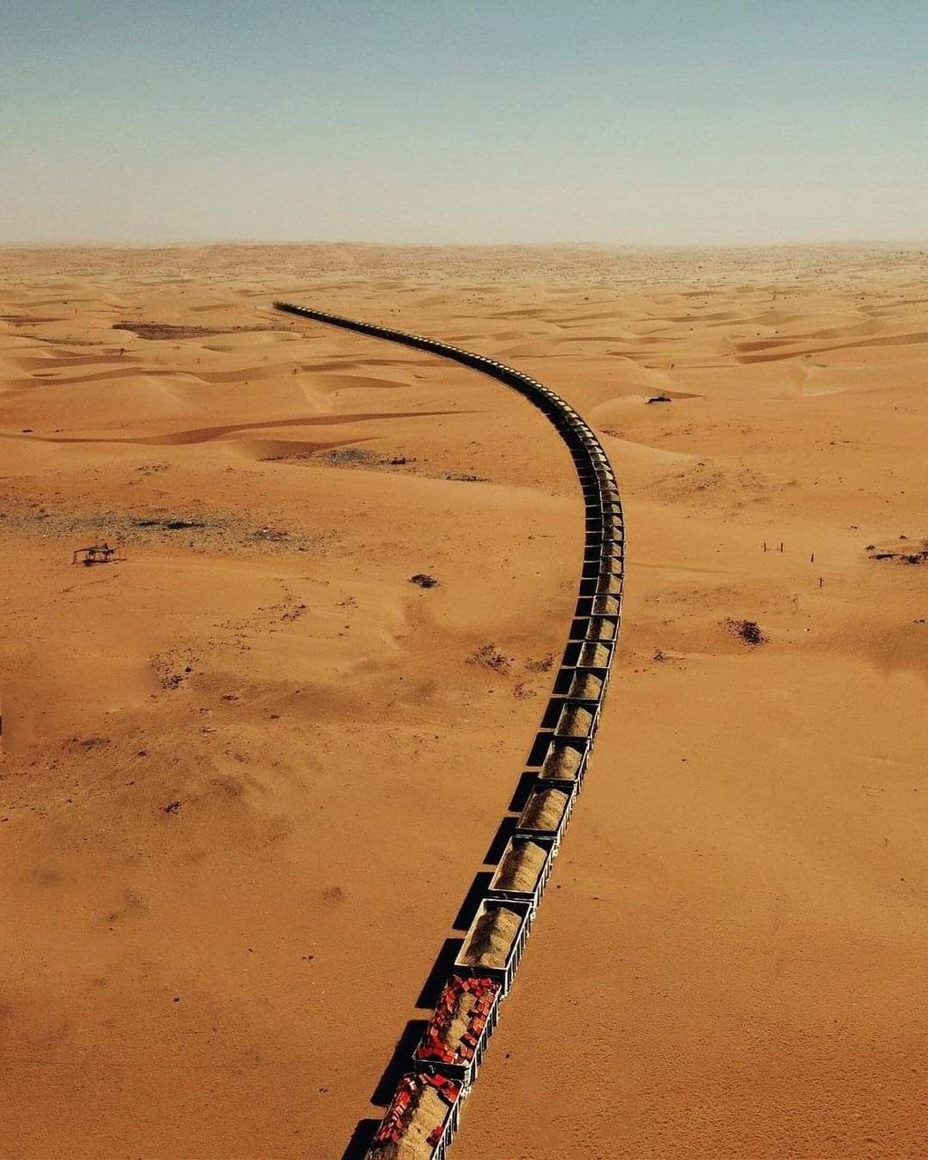 Mauritania — Iron ore train crossing the Sahara